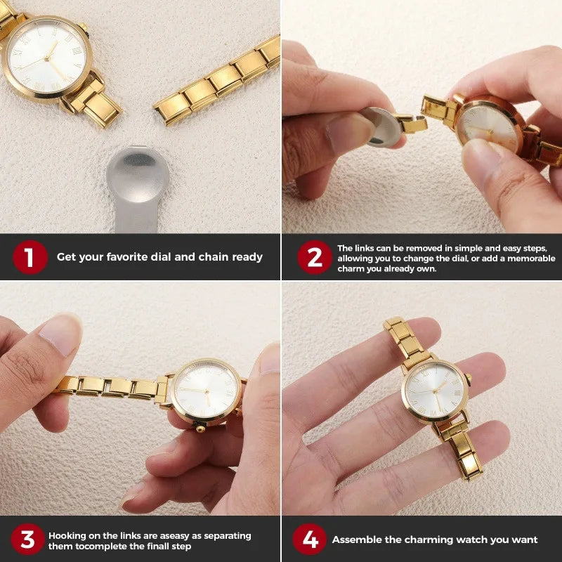 2026 Women's DIY 9MM Width Italian Elastic Charm Stainless Watch Bracelet Bangle For Party Friend Birthday Jewelry Gift