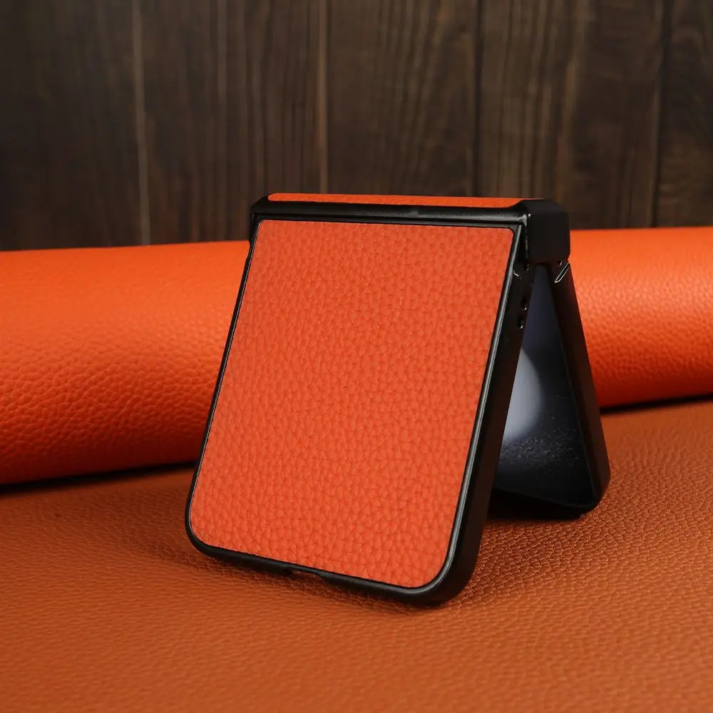 Luxury Hand Crafted Genuine Leather Case For Samsung Galaxy Z flip5 Phone Cover Galaxy Z Flip 3 flip4  Back Shell Coque Capa