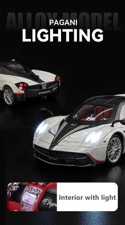 Pagani Huayra Dinastia 1:18 Alloy Racing Car Model Diecasts Metal Sports Car Vehicles Model Simulation Sound Light Kids Toy Gift