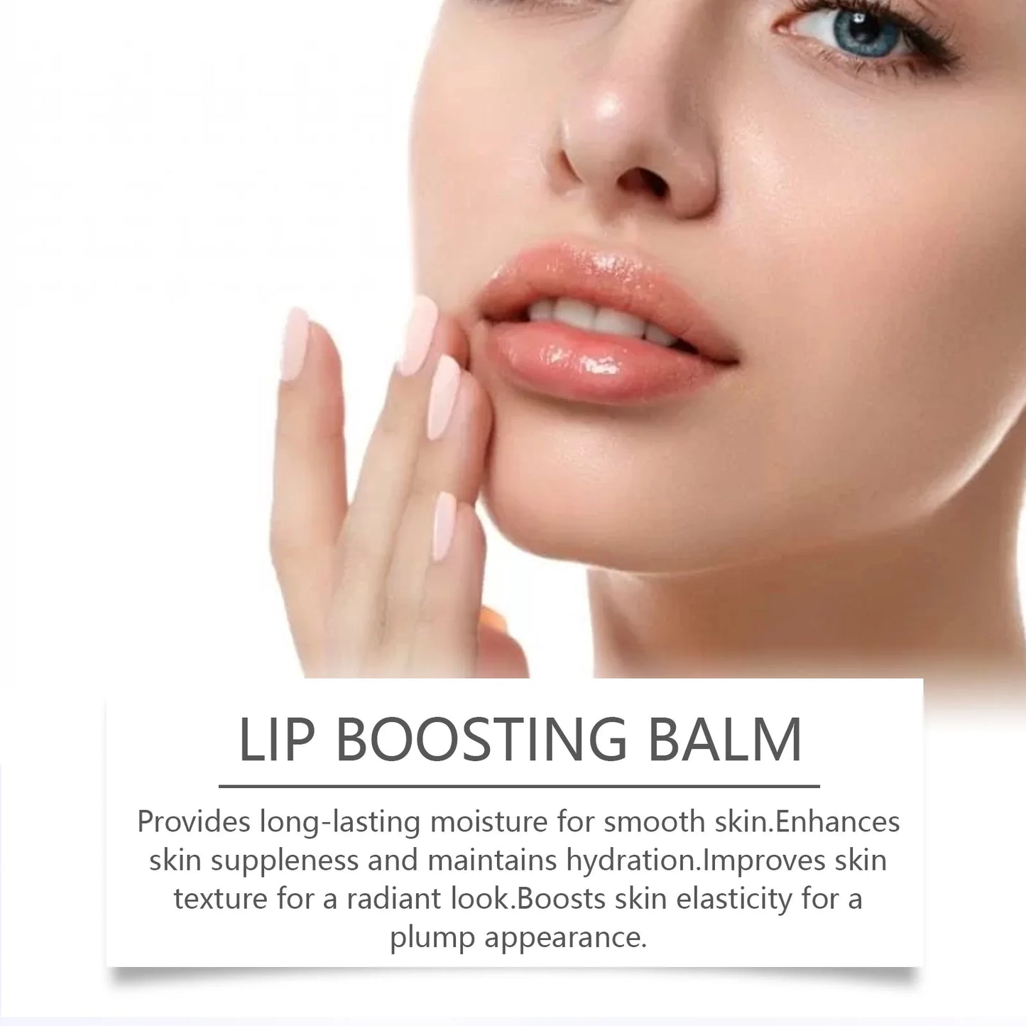 Plumping Lip Balm: Moisturizes and softens lips with a silky, non-sticky texture, ideal for daily care.