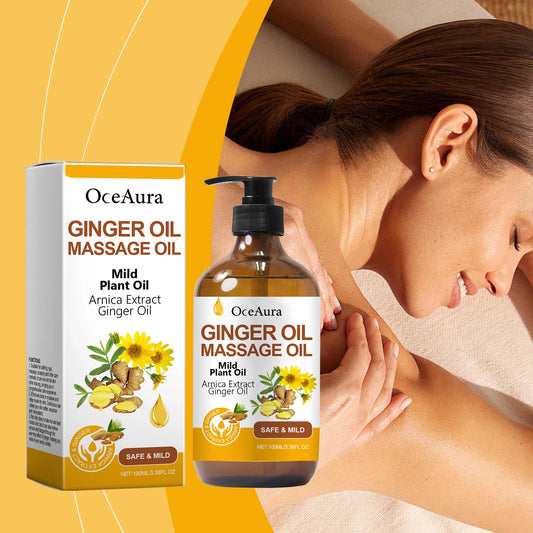 OceAura Ginger Oil Smooth Skin Firming Relax Muscle Boost Blood Circulation Adult Stress Reliever Deep Nourish Body Massage Oil