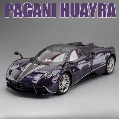 Pagani Huayra 1:18 Model Car Diecast Alloy Sport Cars Sound Light Pull Back Shock Absorption Models Festival Gift