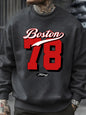 Boston Number 78 Printed Men Sweatshirt Casual Hip Hop Pullovers Vintage Oversized Crewneck Clothes Fleece All-Match Tops