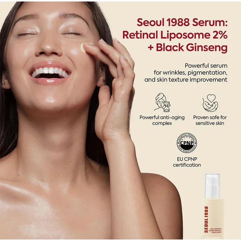 Seoul 1988 Retinal Liposome Face Cream,Snail Mucin Essence Rice Moisturizing Soothing Toner,Retinol Eye Serum,Korean Skincare