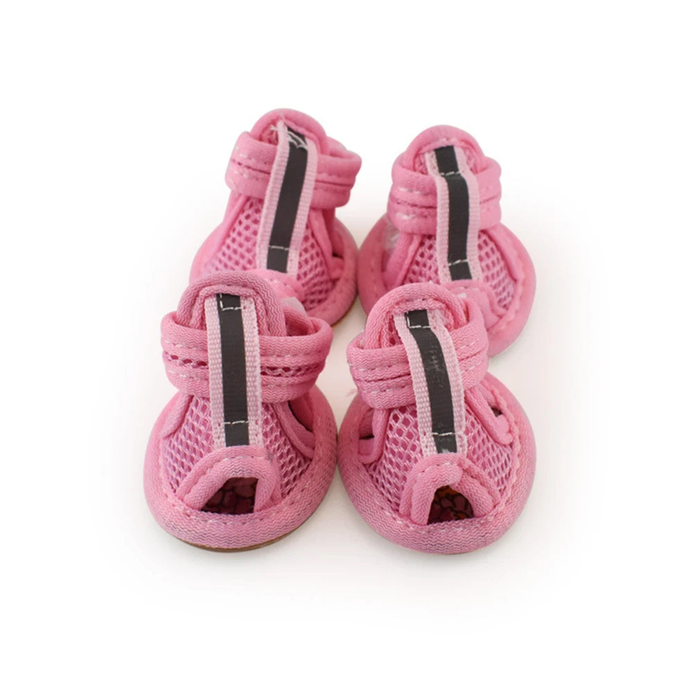 4PCS/set Summer Dog Shoes Breathable Sandals for Dog Cat Walking Running Outdoor Anti Slip Paw Protectors & Pet Gifts
