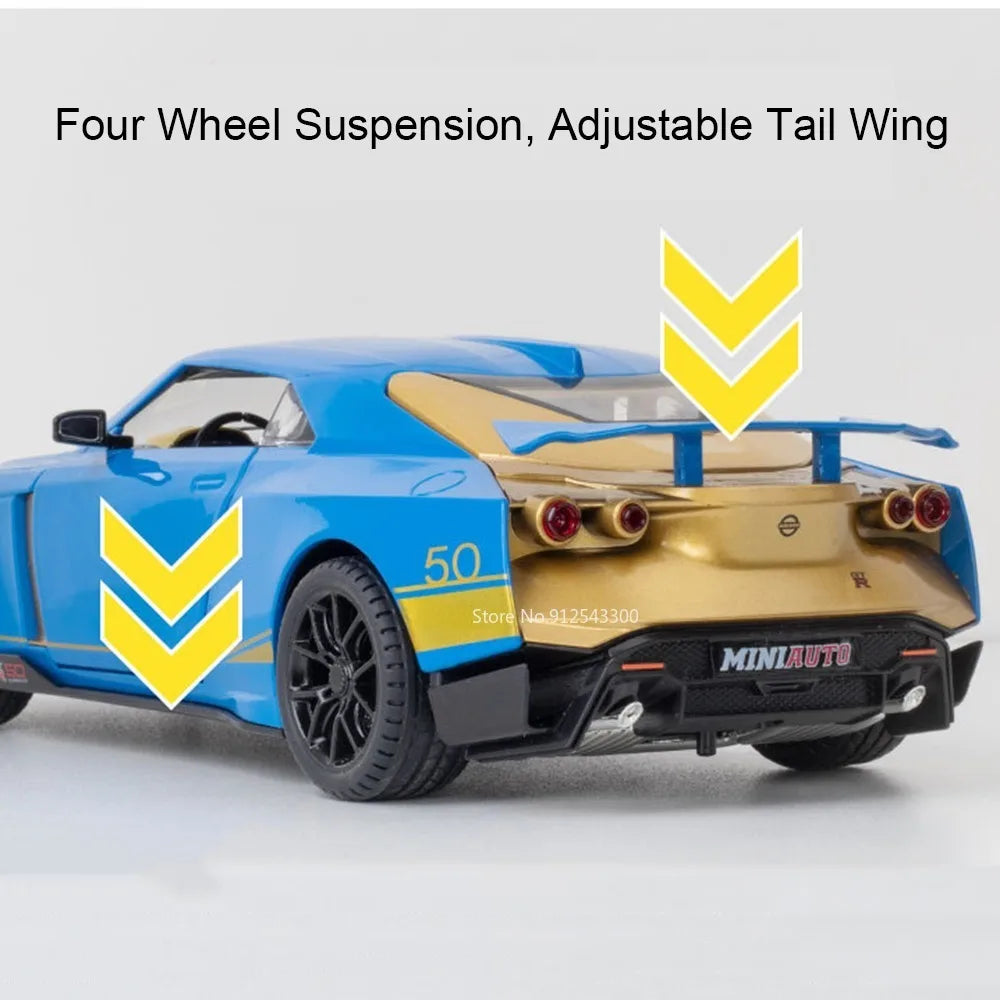 Valkyrie GT-R50 Sports 1:24 Car Model Toy Diecast Alloy Doors Opened Sound Light Supercar Collectible Ornaments Toy Gifts