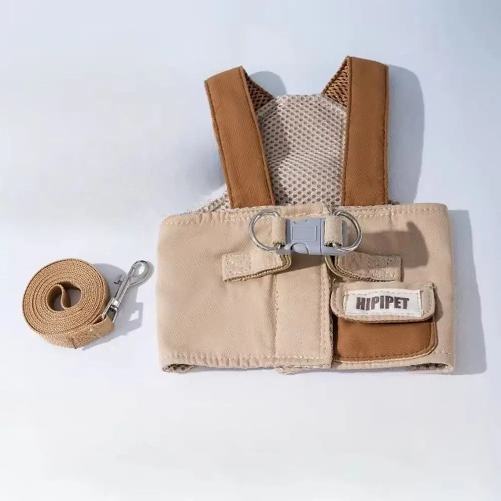 Vest Style Adjustable Dog Harness Set with Traction Rope Mesh Pet Traction Set Soft with Hat Dog Walking Rope Outdoor