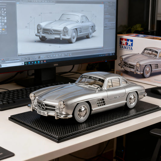 Mercedes Benz 300SL Classic 1:18 Car Alloy Diecast Car Model Home Interior Decoration Ornaments Sound & Light Collect Hobby Gift