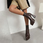 New 2026 Style Fashion High-heeled Women's Boots Solid PU Pointed Toe Zipper Platform Square Heel Women's Boots