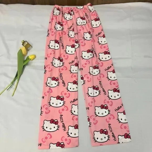 Hello Kitty pajamas summer thin loose casual pants cartoon walking home pants girlfriends can wear outside