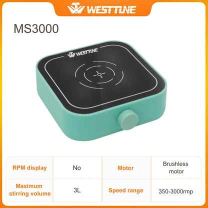 WESTTUNE Laboratory Magnetic Stirrer 3000PRM Magetic Mixer Max Stirring 3L Capacity Stir Plate with 2 PCS Stir Bar (No Heating)