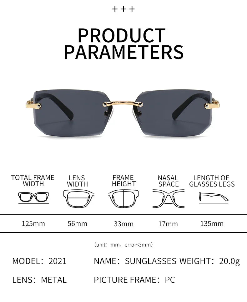 Fashion Punk Square Sunglasses Women Luxury Brand Small Frame Sun Glasses Female Rectangle Metal Mirror Oculos De Sol
