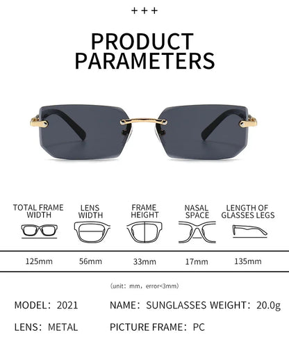 Fashion Punk Square Sunglasses Women Luxury Brand Small Frame Sun Glasses Female Rectangle Metal Mirror Oculos De Sol