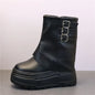 New  12cm Ankle Booties Shoes  Leather Boots Women Motorcycle Boots Platform Ladies Fashion Botas Autumn Winter
