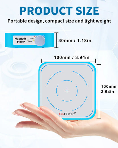 Xin Teste 3000RPM Mini Magnetic Stirrer, 3000ml  Stirrers for Low Viscosity Liquid, No Heating Basic/Rechargeable