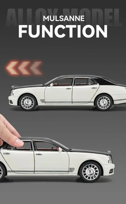 Diecast 1:24 Scale Bentley Mulsanne Alloy Model Car Collection Vehicle Simulation Sound & Light Metal Toy Gift