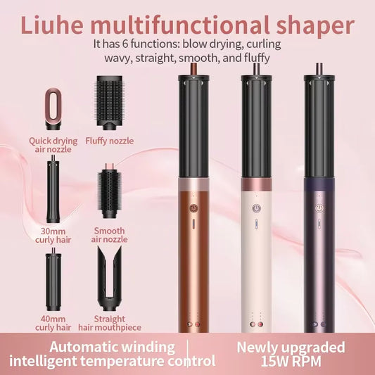 2026New 150000 RPM High-Speed Hair Dryer 6 in 1 Professional Hair Styling Tools Set with Straightener Curling Iron Multifunction