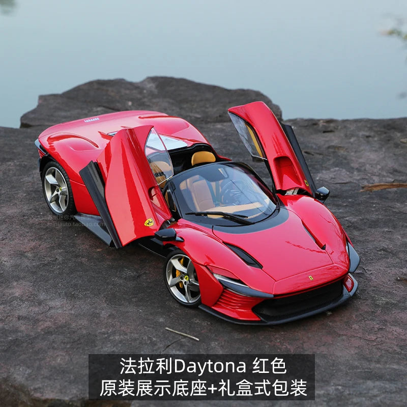 New Bburago 1:18 Ferrari Daytona SP3 Red Matte White Supercar Sports Alloy Car Model Static Die Cast Vehicles Collectible Toys