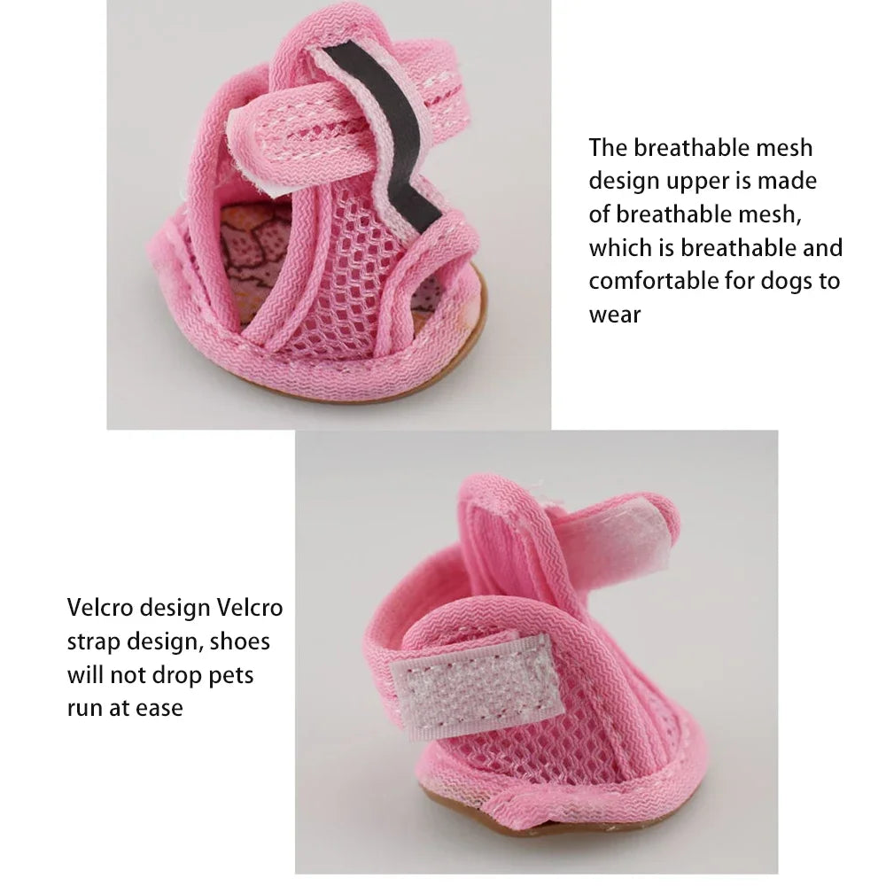 4PCS/set Summer Dog Shoes Breathable Sandals for Dog Cat Walking Running Outdoor Anti Slip Paw Protectors & Pet Gifts