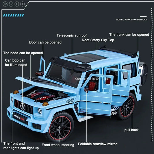G800 Model Car 1:18 Alloy Diecast Metal Off-Road Vehicles Collection With Sound & Light Toy Cars Gift Series