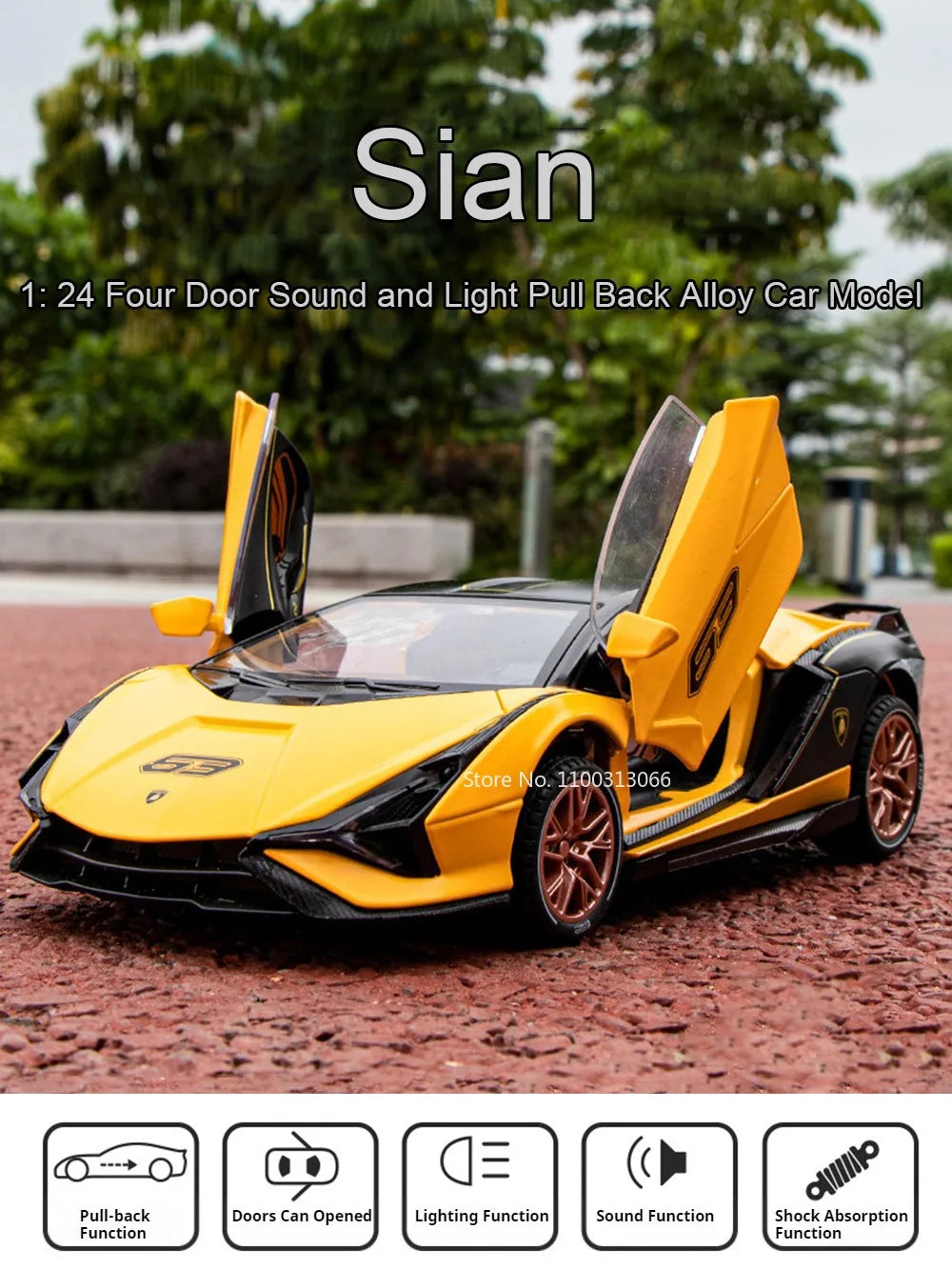 BYD YANGWANG U9 1:24 Cars Miniature Models Toys Wheel Shock Absorption Light Music Supercar
