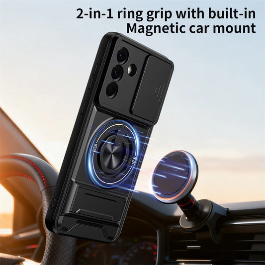 Magnetic Ring Holder Phone Case for Samsung Galaxy A56 A55 A37 A36 A35 A34 A26 A17 A16 A15 A14 4G 5G Slide Camera Protect Cover