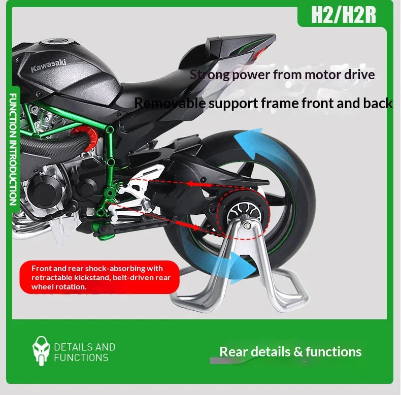 Kawasaki H2R motorcycle scale 1:9  model alloy simulation motorcycle model hand-made ornaments gift