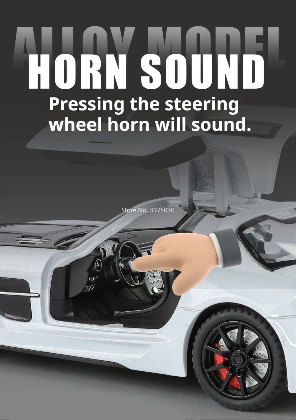 Benz SLS 1:24 Model Car Alloy Diecasting Wheel Steering Miniature Vehicles with Light Music Model Car Gifts