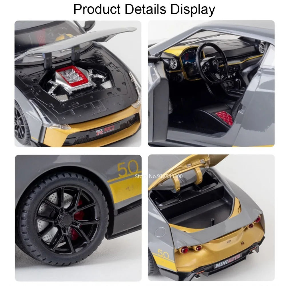 Valkyrie GT-R50 Sports 1:24 Car Model Toy Diecast Alloy Doors Opened Sound Light Supercar Collectible Ornaments Toy Gifts