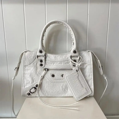 Paris Rivet Locomotive Bag ins Spice Girl Bag French Premium Sense Retro Trendy Portable Pillow Bag One Shoulder Crossbody Bag