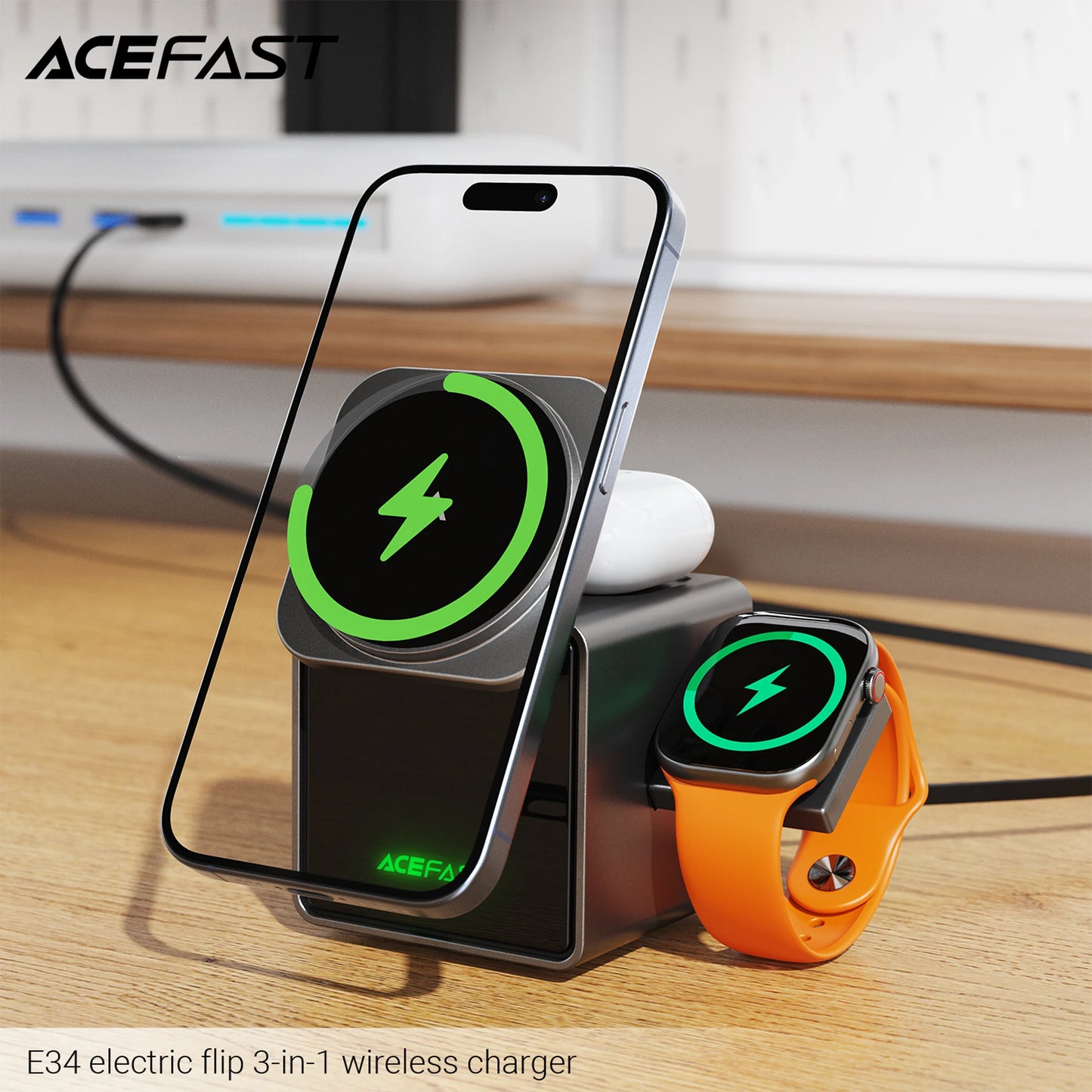 New Qi2 3In1 Magnetic Wireless Charger 15W Fast Charging Station Touch Button for IPhone Android Phones iWatch AirPods