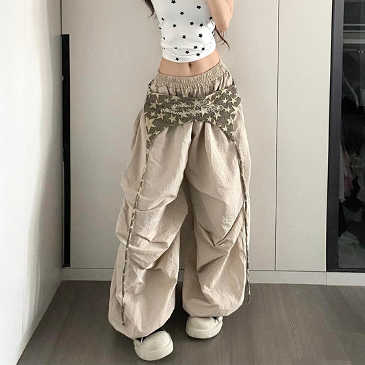 Designer Layering Cargo Pants Women Summer Lightweight Quick-Dry Jazz Dance Trousers Baggy Paratrooper Streetwear Wide Leg Pants