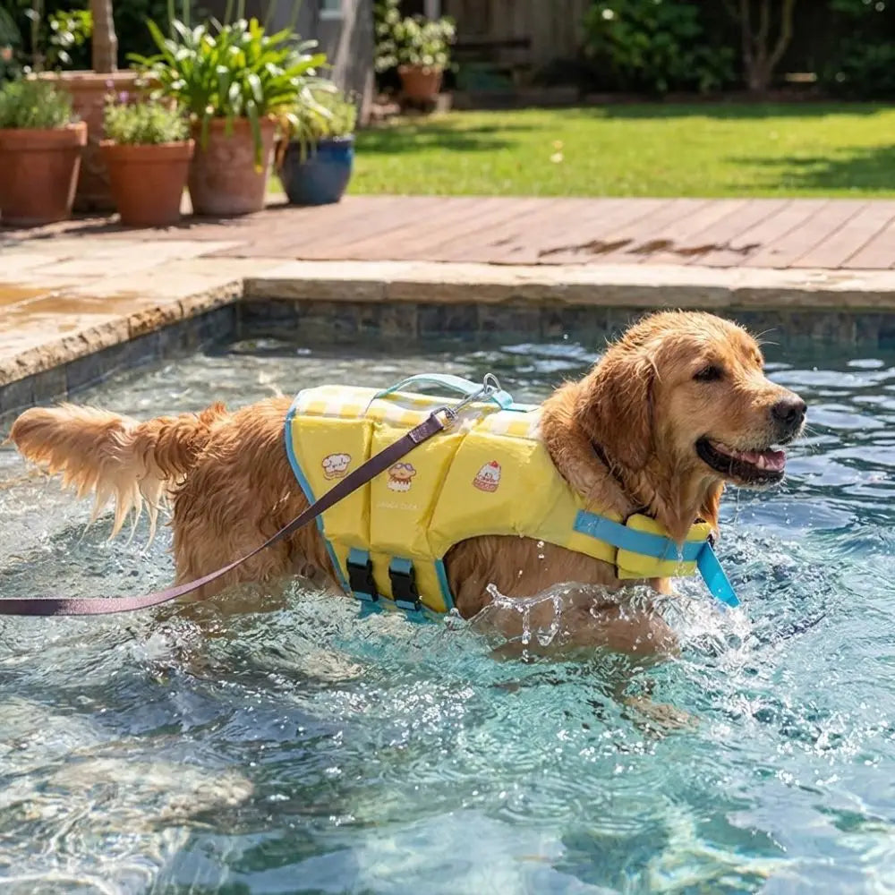 Waterproof Dog Life Jacket Breathable High Buoyancy Dog Swimming Suit Adjustable Thick Sponge Pad Dog Life Preserver Swimming