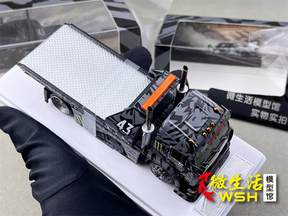 SW 1:64 Ford Mustang Hoonicorn RTR KamaZ Modified Trailer Simulation Static Alloy Car Model Gift Toy.