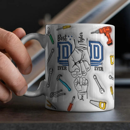 Personalized Dad Mug for Father's Day Custom Name Coffee Cup with 3D Text Effect Custom Name Coffee Cup Gift for Daddy Grandpa
