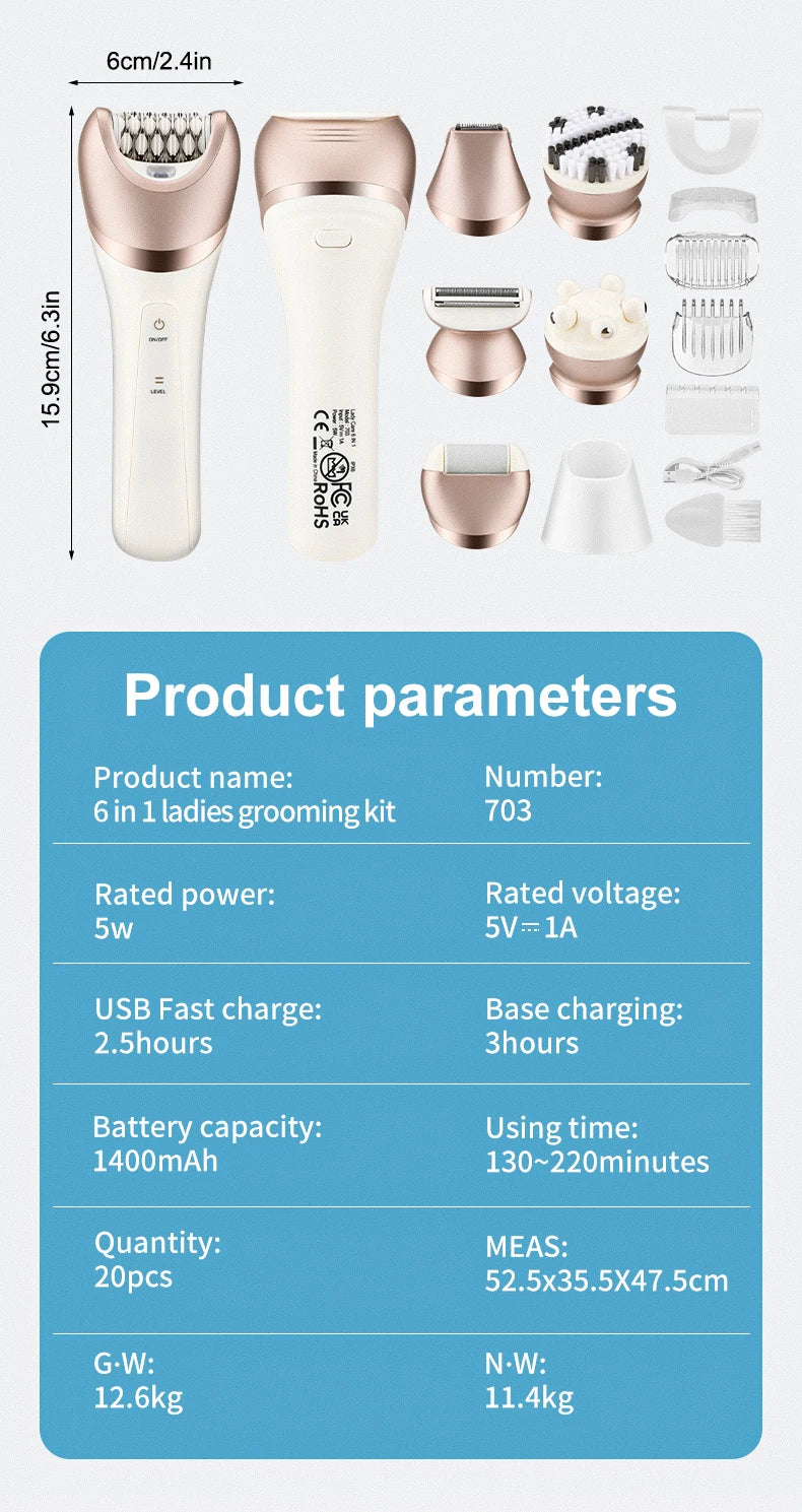 IRUIBEAUTY 703 Electric Women Epilator Shaver Leg Body Hair Removal Lip Chin Depilatory Lady Bikini Trimmer Facial Hair Remover