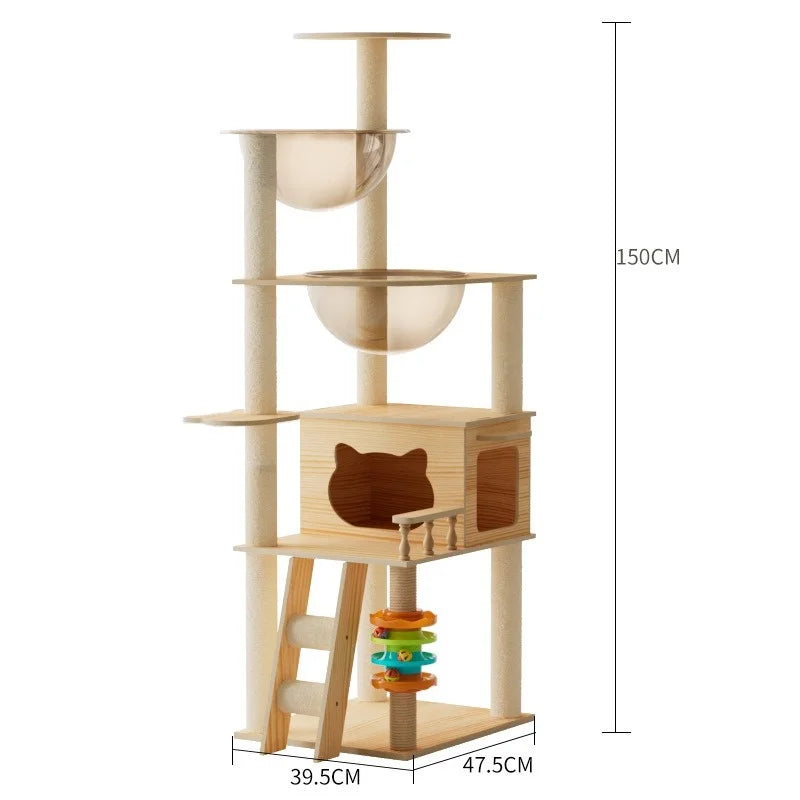Multi Level Cat Tree Cat Condo Double Space Capsule Cat Tower Scratch Post Plush Bed Indoor Modern Pet Furniture Cat Furniture