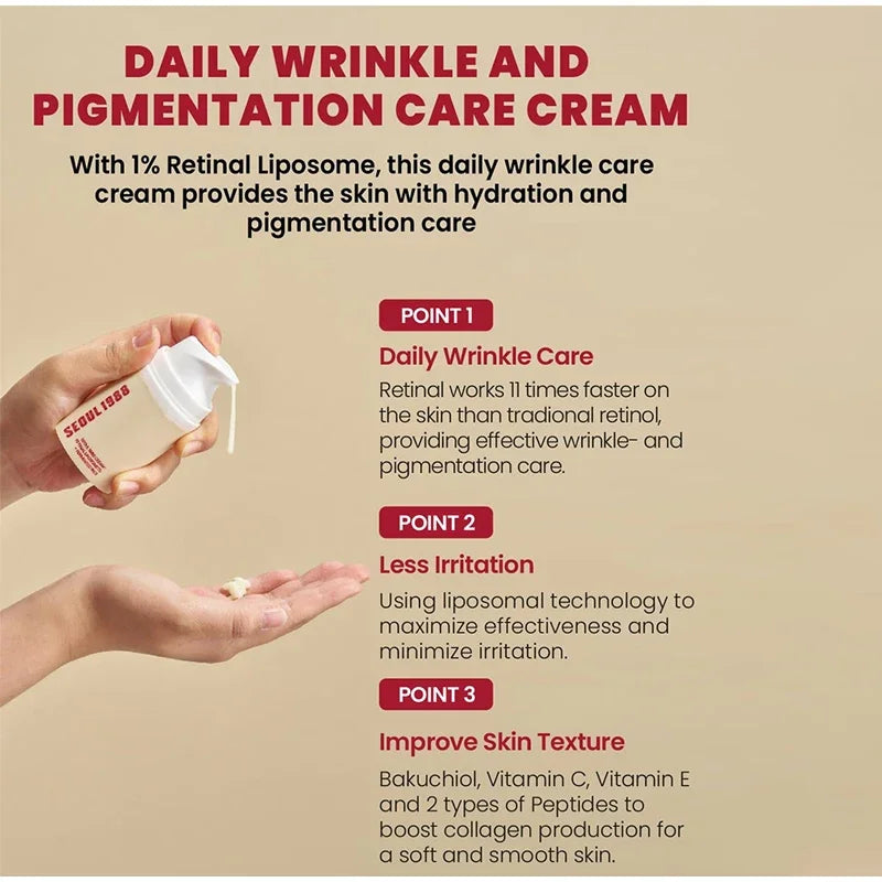 Seoul 1988 Retinal Liposome Face Cream,Snail Mucin Essence Rice Moisturizing Soothing Toner,Retinol Eye Serum,Korean Skincare