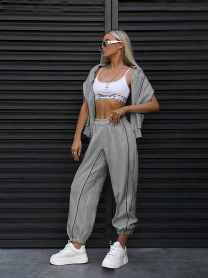 Two Piece Sets Pant Set Tracksuit Women Jogger Y2k Sweatshirts Autumn Winter Sports Elastic Waist Streetwear Pants Matching Sets