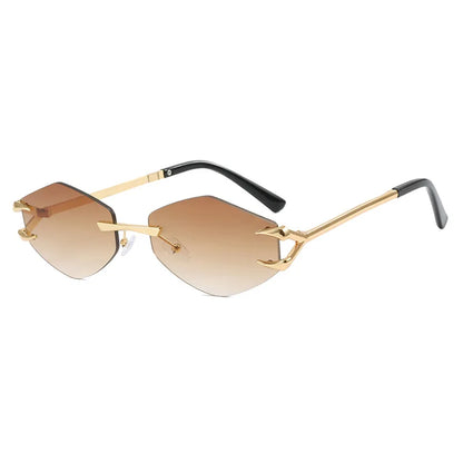 Small Frame Hexagon Sunglasses Women 2026 Luxury Brand Metal Rimless Rhombus Sun Glasses For Female Retro Polygon Eyewear UV400