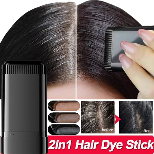 2in1 Hair Dye Stick with Comb Black Brown Coffee Long Lasting Temporary Hair Coloring Covered White Hairs Hairline Pen Washable