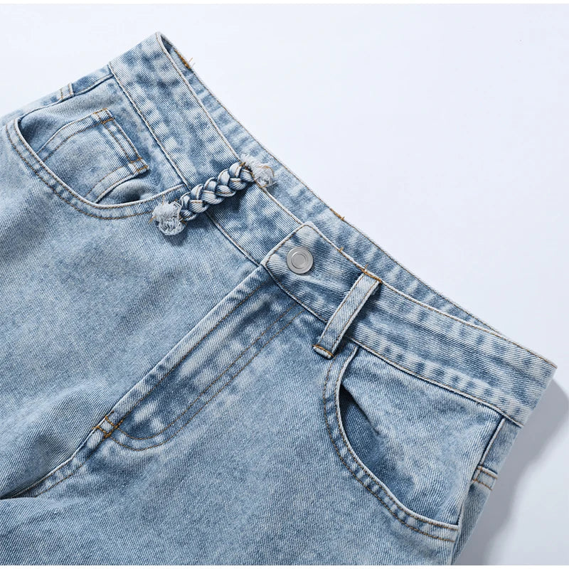 Y2k Vintage Women Jeans Hollow Out Solid Wide Leg Denim Pant Fashion All-match Lady Streetwear Summer Office Commute 2026