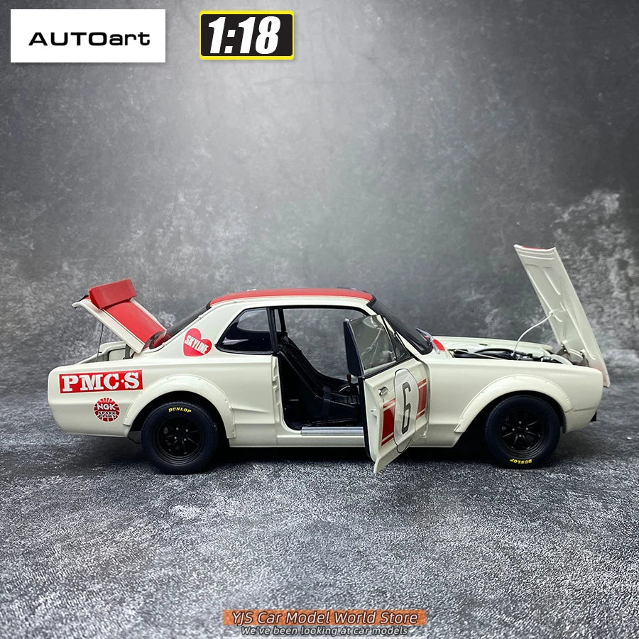 AUTOART Diecast car model 1/18 Nissan skyline GT-R 6#（RACING) 1971 Static display car models
