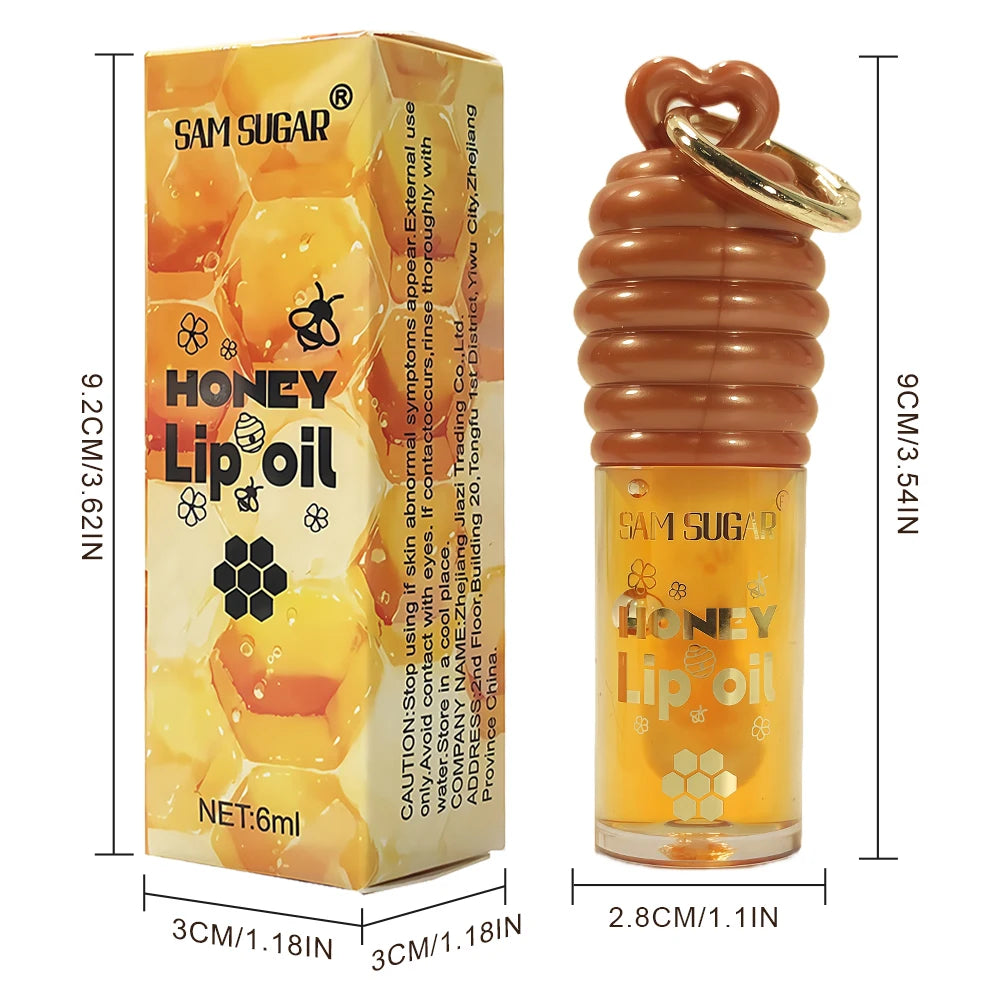 SAM SUGAR 2-Color Honey Essence Lip Oil Long-Lasting Moisture, Reduces Lip Lines Transparent Hydrating Lip Gloss