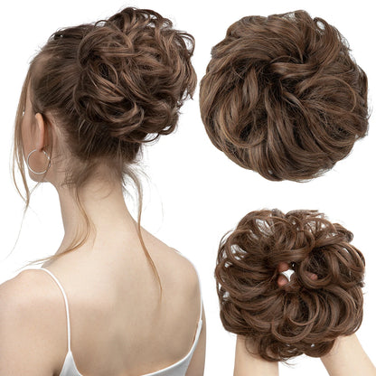 Synthetic Messy Hair Bun Extensions Big Curly Elastic Hair Scrunchies Hairpieces Chignon Donut Updo Hair Pieces for Women
