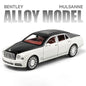 Diecast 1:24 Scale Bentley Mulsanne Alloy Model Car Collection Vehicle Simulation Sound & Light Metal Toy Gift