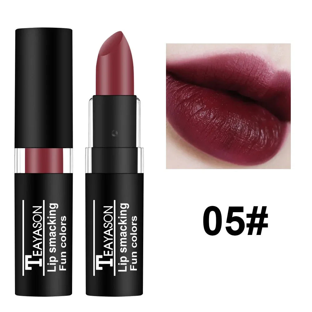 12Colors Matte Lipstick Black Green Sexy Red Velvet Lip Gloss Long Lasting Non-stick Women Lip Tint Make Up Facial Body Cosmetic