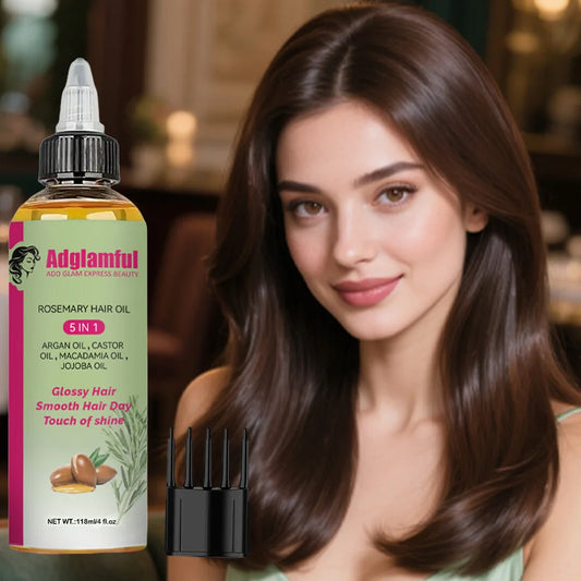 5-in-1 Rosemary Hair Oil 118ml – Smooths Frizz, Boosts Shine & Hydration, Lightweight Fast-Absorbing