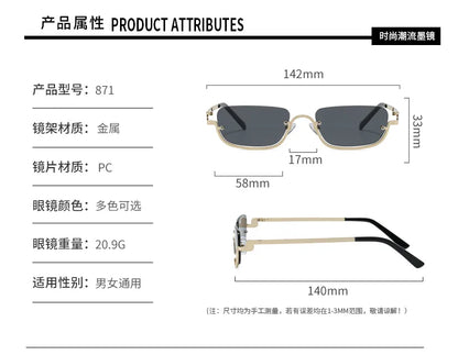 Luxury Brand Designer Half-Rim Rectangular Sunglasses Women Vintage Small Frame Sun Glasses Ladies Geometric Square Eyewear