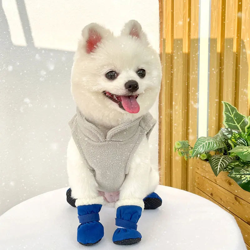 Winter Waterproof 4Pcs Warm Non-slip Snow Boots for Small Breeds Dogs Puppy Outdoor Walking Dog Socks Bootie Pet Paw Care